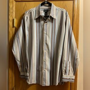 Cezani Men's Multi-Striped Casual Long Sleeve Button Down Shirt. 100% Cotton